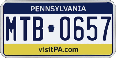 PA license plate MTB0657