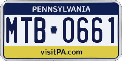 PA license plate MTB0661