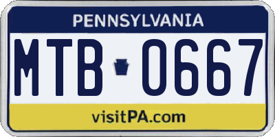 PA license plate MTB0667