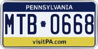 PA license plate MTB0668