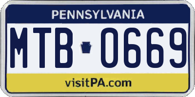 PA license plate MTB0669