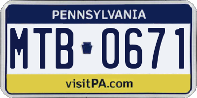 PA license plate MTB0671