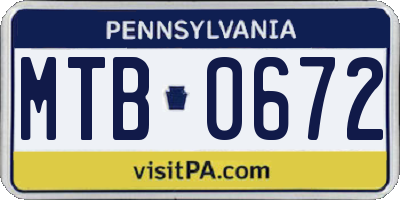 PA license plate MTB0672