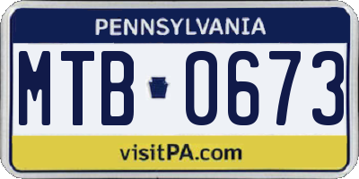 PA license plate MTB0673