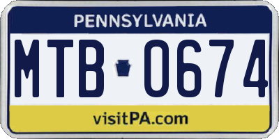 PA license plate MTB0674