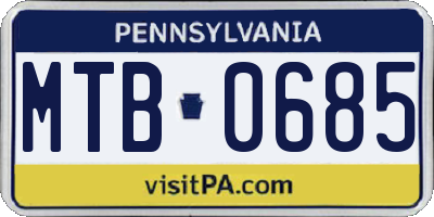 PA license plate MTB0685