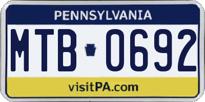 PA license plate MTB0692