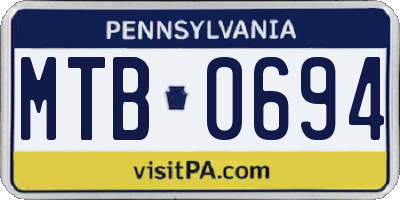 PA license plate MTB0694