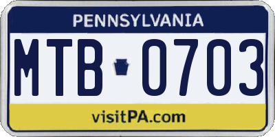 PA license plate MTB0703