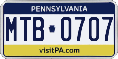 PA license plate MTB0707