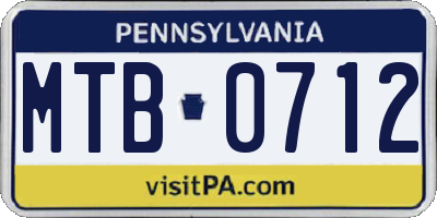 PA license plate MTB0712