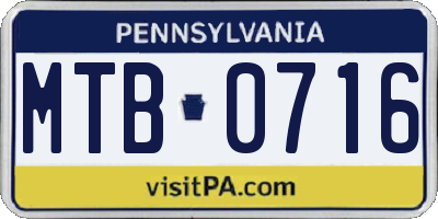 PA license plate MTB0716