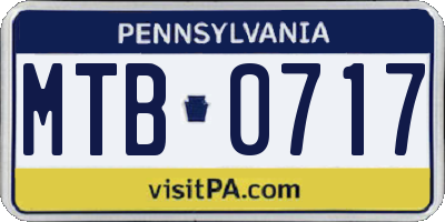 PA license plate MTB0717
