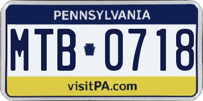 PA license plate MTB0718