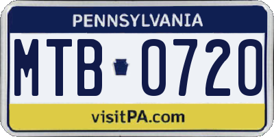 PA license plate MTB0720