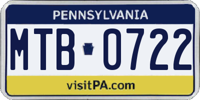 PA license plate MTB0722