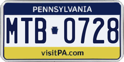 PA license plate MTB0728