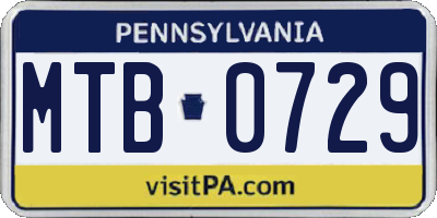 PA license plate MTB0729