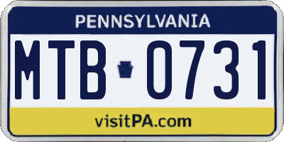 PA license plate MTB0731