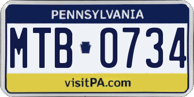 PA license plate MTB0734