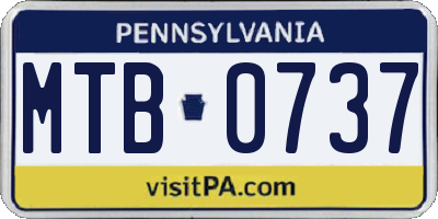 PA license plate MTB0737