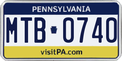 PA license plate MTB0740