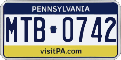 PA license plate MTB0742