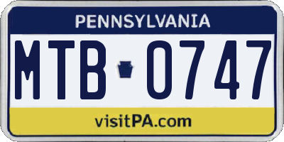 PA license plate MTB0747