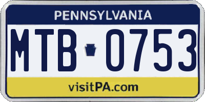 PA license plate MTB0753