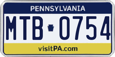 PA license plate MTB0754