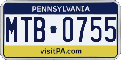 PA license plate MTB0755