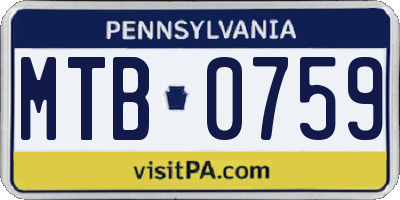 PA license plate MTB0759