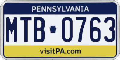 PA license plate MTB0763