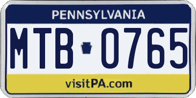 PA license plate MTB0765