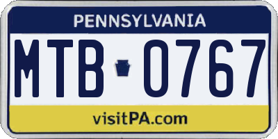 PA license plate MTB0767