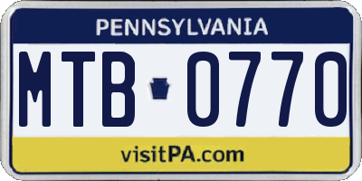 PA license plate MTB0770