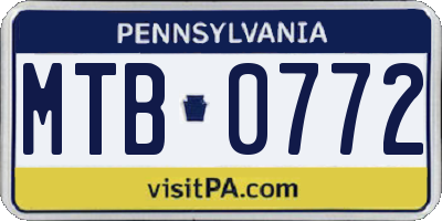 PA license plate MTB0772