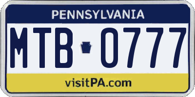 PA license plate MTB0777