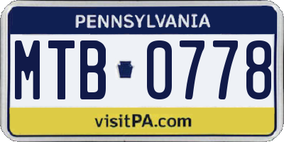 PA license plate MTB0778