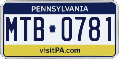 PA license plate MTB0781