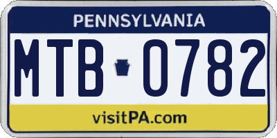 PA license plate MTB0782