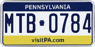 PA license plate MTB0784