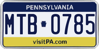 PA license plate MTB0785