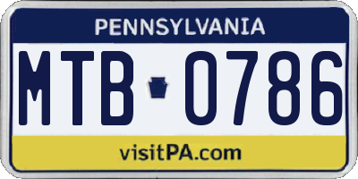 PA license plate MTB0786