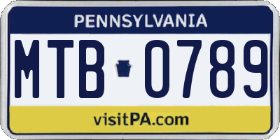 PA license plate MTB0789