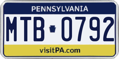 PA license plate MTB0792