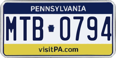 PA license plate MTB0794