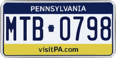 PA license plate MTB0798