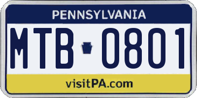 PA license plate MTB0801