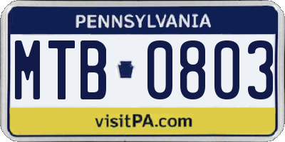 PA license plate MTB0803